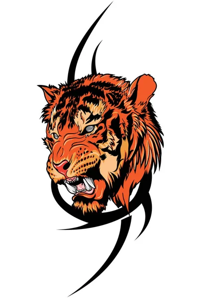 Illustrazione Vettoriale Una Tigre Tribale — Vettoriale Stock
