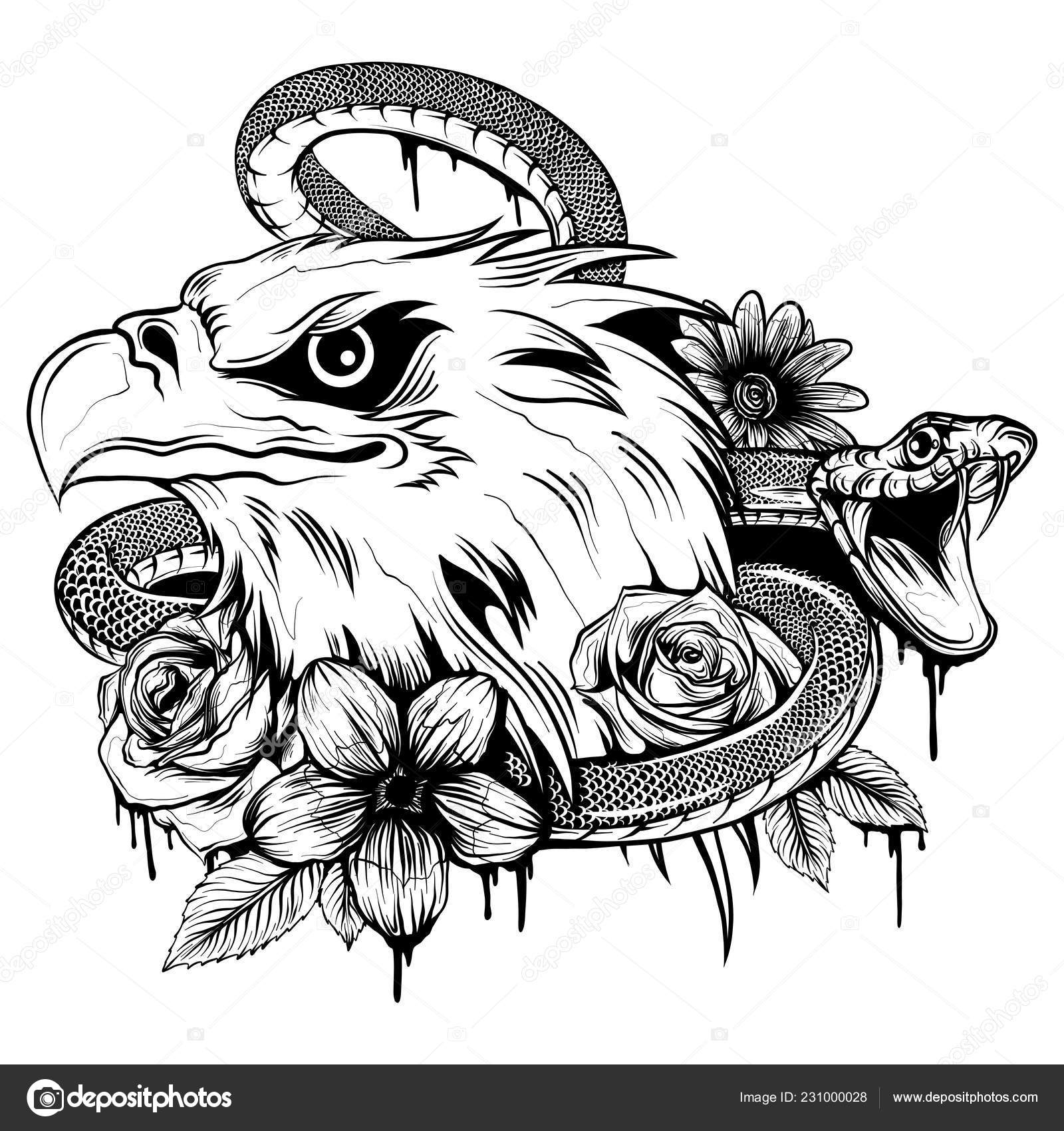 蛇とのワシの戦いのイラスト ストックベクター ©deanzangir@gmail.com 231000028, image size:1600x1700