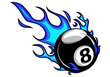 Flaming Billiards Eight Ball Vector Cartoon burning with Flames vector