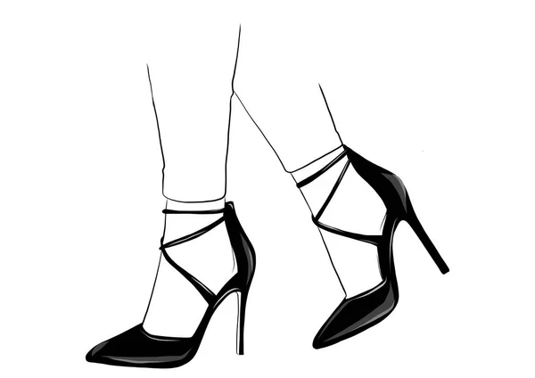 Vektor Mädchen High Heels Modeillustration Weibliche Beine Schuhen Trendiges Bild — Stockvektor
