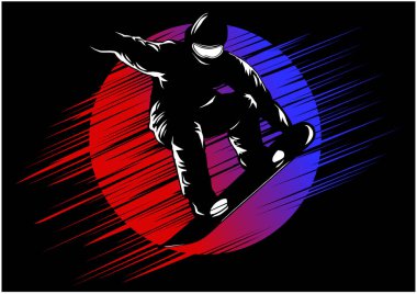 snowboard stilize sembol, vektör siluet logosu