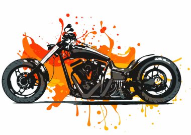 Hareket halindeki sanatsal stilize motosiklet yarışçısı. resimleme