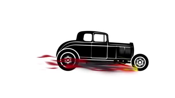 Moving Car Icon Fire Looped Animation Transparent Background — Stock Video