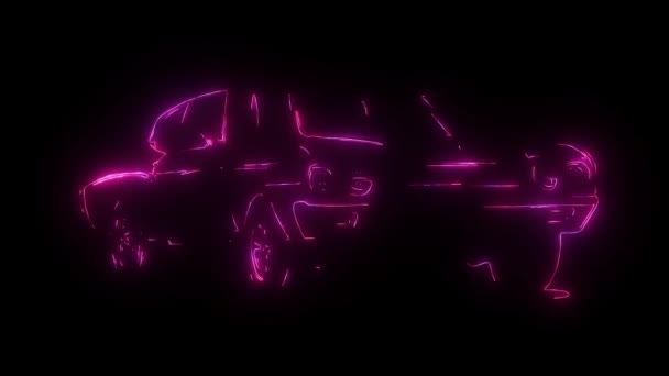 Abstracte Animatie Auto Gemaakt Met Lichtschermbewaking Cat Wireframes Zwarte Geïsoleerde — Stockvideo