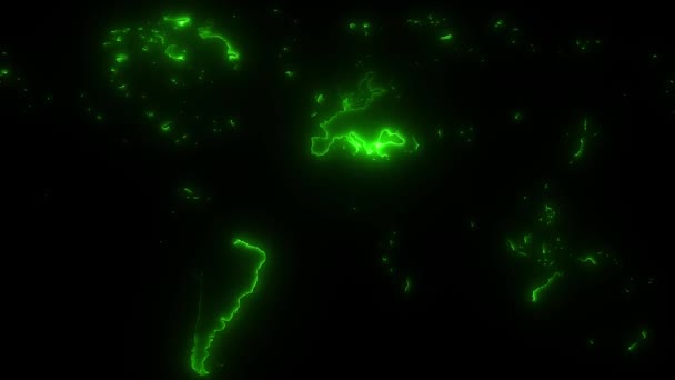 Mappa Del Mondo Che Crea Illuminando Con Verde — Video Stock