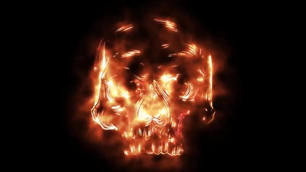 Skull While Burning Creates Digital Creation — Stock Video
