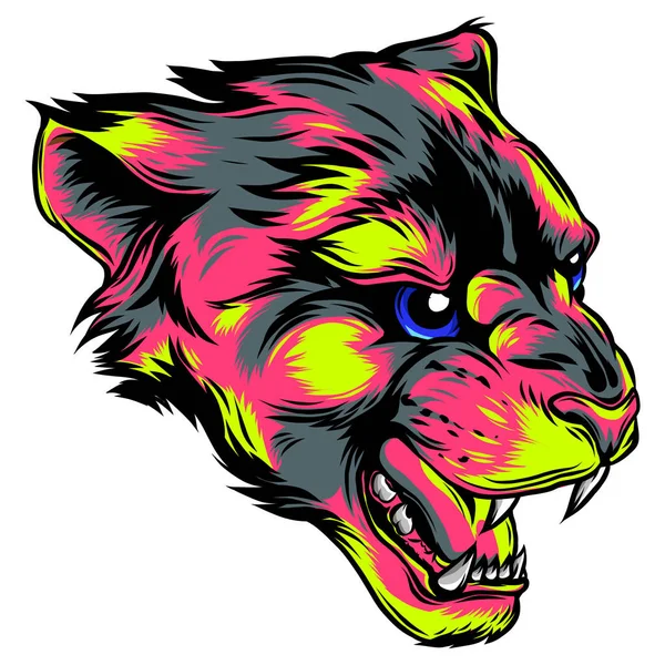 Gezicht van een getekende Panther vector illustratie — Stockvector
