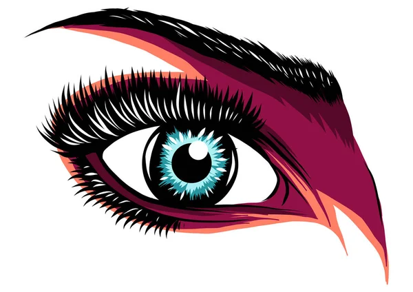 Ilustración de colorido ojo de mujer púrpura — Vector de stock