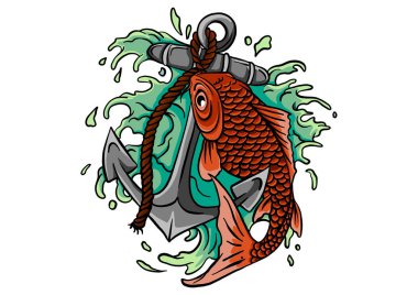 Balıklar bir teknenin çapasına saplanmış.