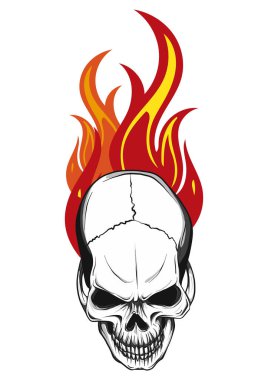 alevler ve yangın illüstrasyon insan kafatası