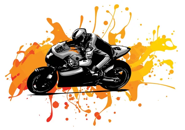 Závodní motocykly s závodním motocyklista, ilustrace — Stockový vektor
