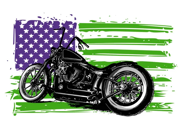 Motocicleta helicóptero com a bandeira americana ilustração —  Vetores de Stock