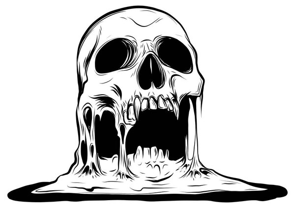 skull that is melting vector drawing illustration