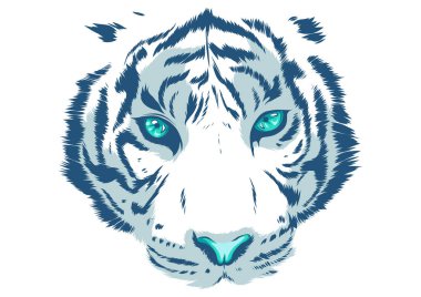 Beyaz Kaplan gözü maskot grafik beyaz arka planda