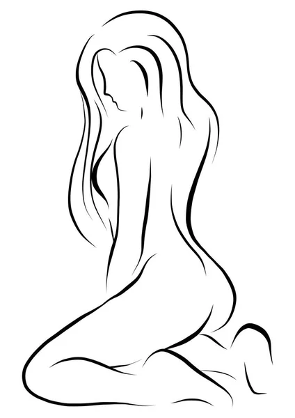 Kropp av en kvinne trukket med enkle linjer – stockvektor