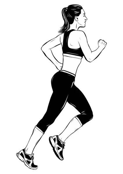 Laufende Frau in weißem Hintergrund Vektor Illustration — Stockvektor