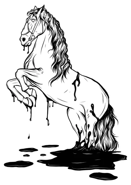 Saut de cheval dans une flaque d'eau. dessin vectoriel — Image vectorielle