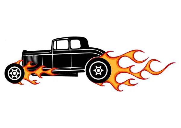 Vintage αυτοκίνητο, hot rod γκαράζ, hotrods αυτοκίνητο, παλιό σχολικό αυτοκίνητο, — Διανυσματικό Αρχείο