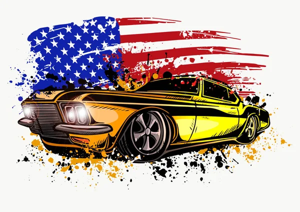 Diseño gráfico vectorial ilustración de un coche músculo americano — Archivo Imágenes Vectoriales