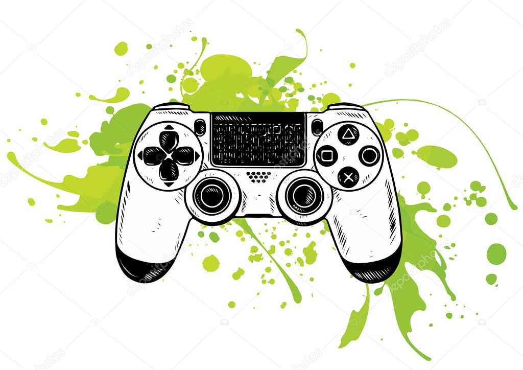 Gamepad for game console.The joystick for the console.The controller in the vector.Joystick vector illustration.