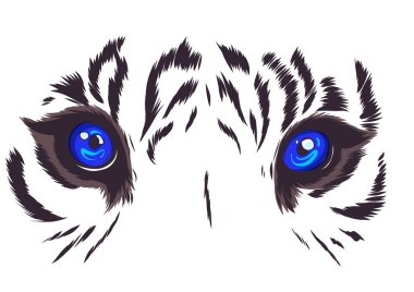 Beyaz arka planda Kaplan gözü maskot grafik illüstrasyon vektör
