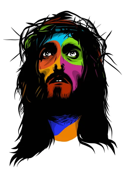 Gezicht van Jezus in popart vector stijl — Stockvector