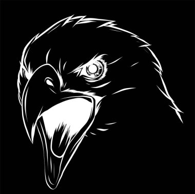 siyah arka planda bir Eagle Head maskotu illüstrasyon