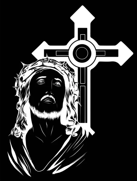 Illusztráció Jézus Krisztus arc, művészet vektor design — Stock Vector