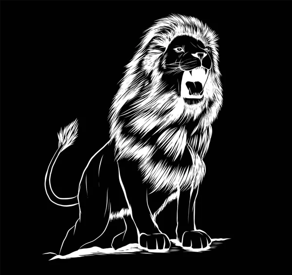 Vecteur Illustration du lion sautant en colère en arrière-plan noir — Image vectorielle