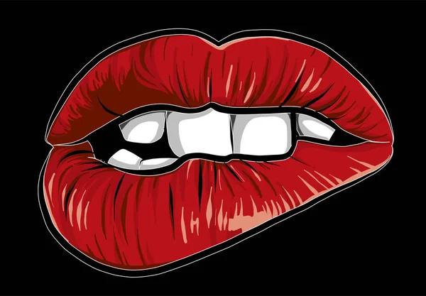 Mujer sexy montura de dibujos animados con labios rojos — Vector de stock