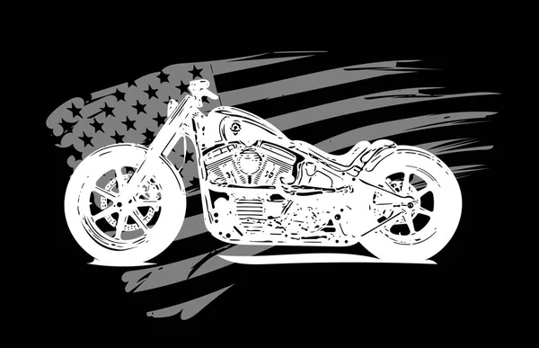 Moto chopper américaine vintage dessinée et encrée à la main — Image vectorielle
