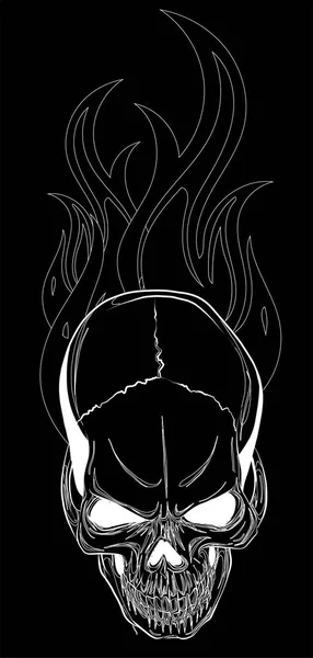 Crâne en feu avec des flammes Illustration vectorielle — Image vectorielle