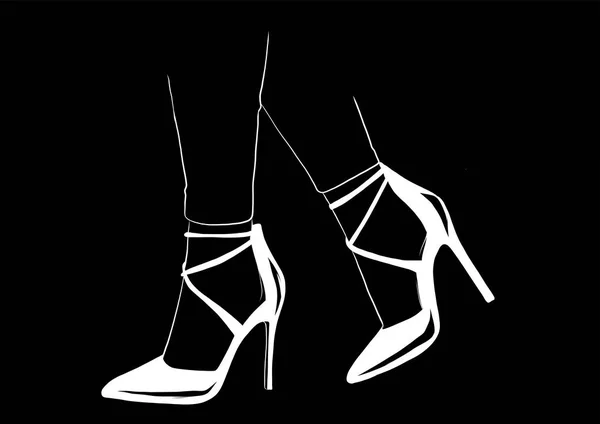Vektorflickor i högklackat. Modeillustration. Kvinnliga ben i skor. Söt design. Trendig bild i modestil. Fashionabla kvinnor. Snygga damer. — Stock vektor