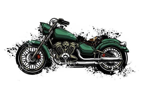 illüstrasyon suluboya renkli motosiklet beyaz izole