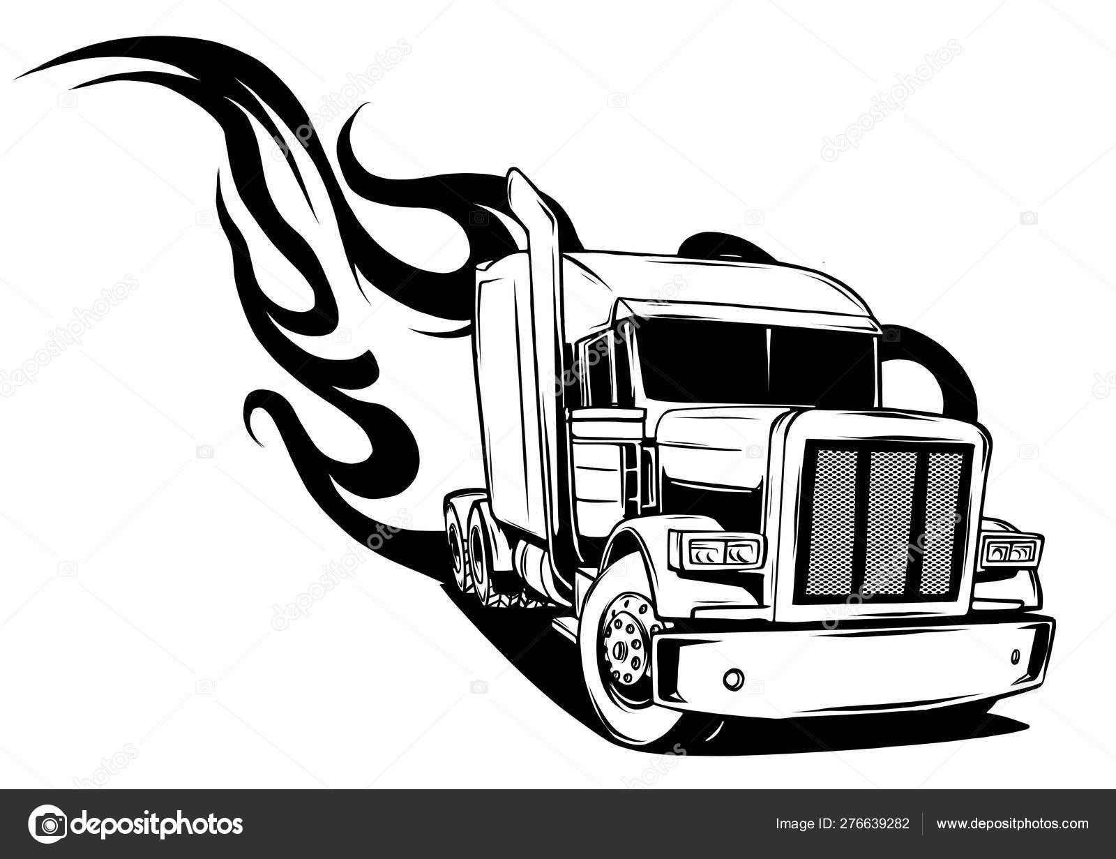 Semi truck cartoon Vector Art Stock Images | Depositphotos