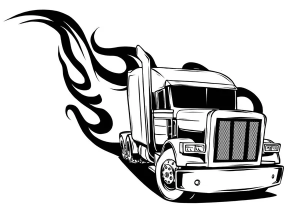 Vector Cartoon Semi Truck. desenho da ilustração vetorial — Vetor de Stock