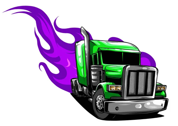 Vector Cartoon Semi Truck. desenho da ilustração vetorial — Vetor de Stock