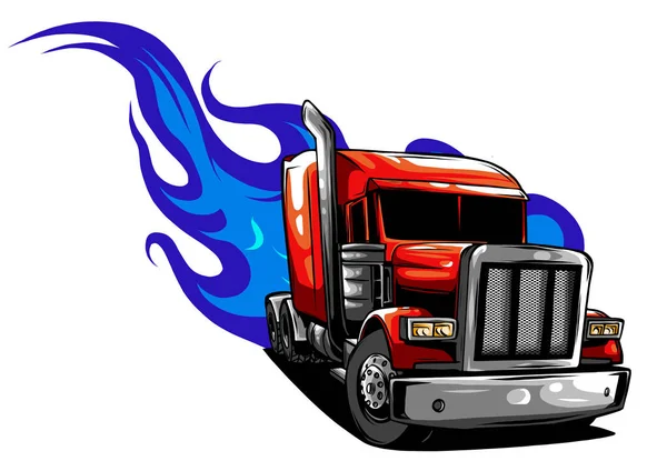 Vector Cartoon Semi Truck. desenho da ilustração vetorial — Vetor de Stock