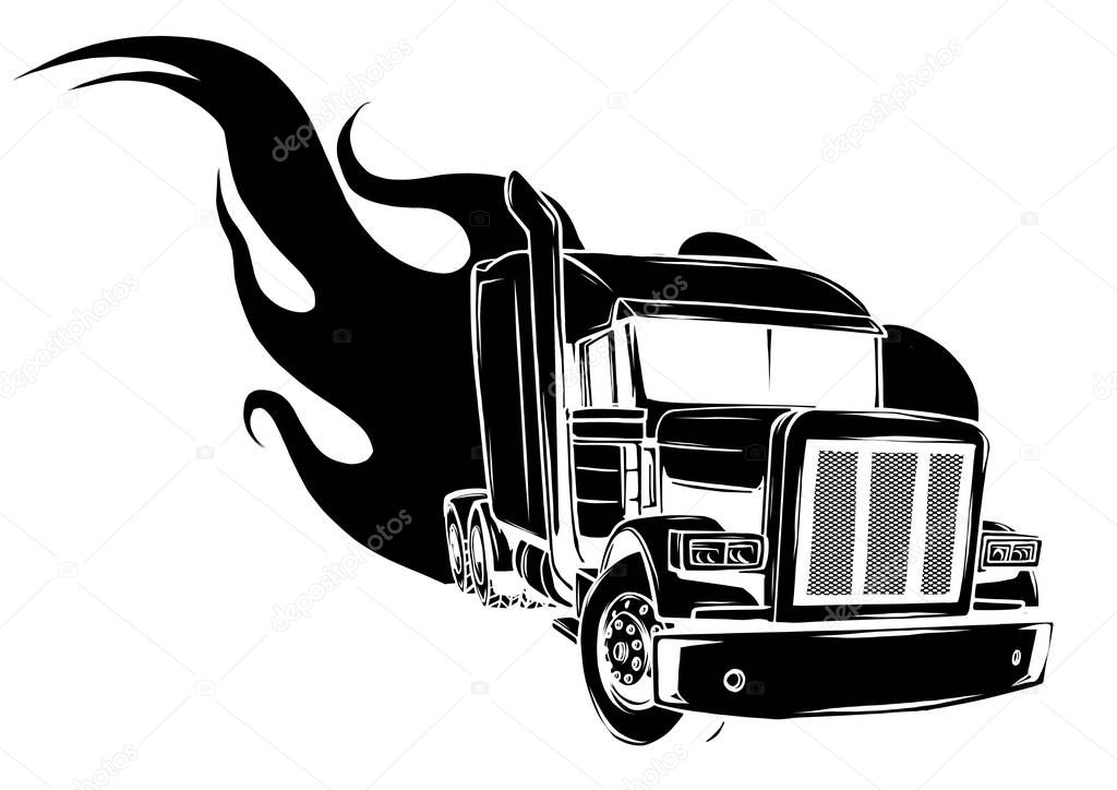 Vector Cartoon Semi Truck. vector illustration design