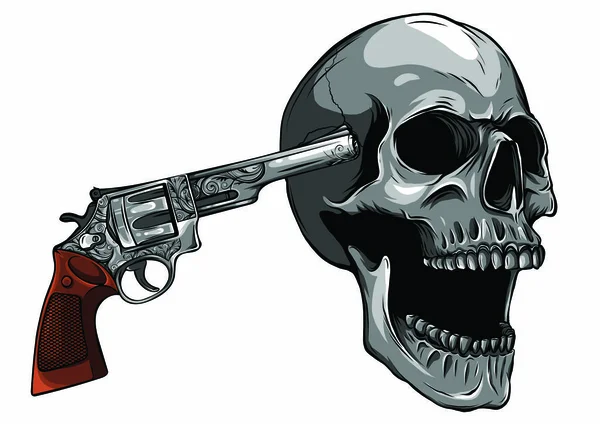 Silah ve kanla intihar kafatası — Stok Vektör