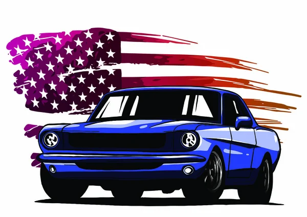 Diseño gráfico vectorial ilustración de un coche músculo americano — Archivo Imágenes Vectoriales