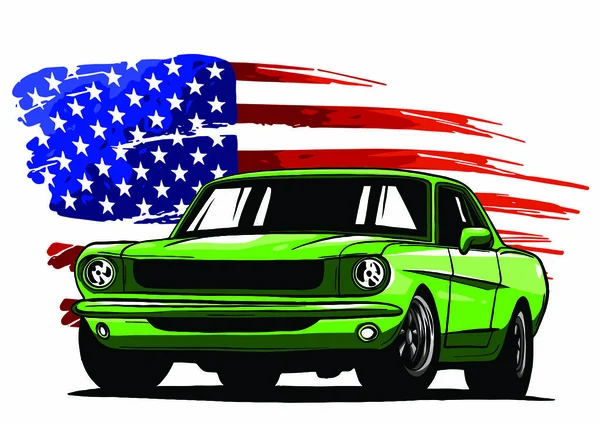 Εικονογράφηση διανυσματικού γραφικού σχεδιασμού ενός αμερικανικού μυϊκού αυτοκινήτου — Διανυσματικό Αρχείο