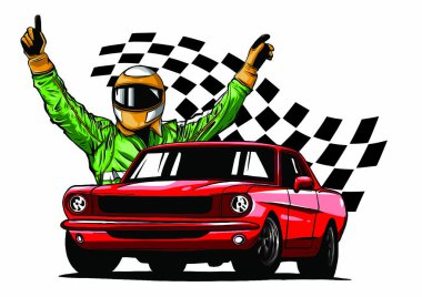 Amerikan 70s özelleştirilmiş kas araba. Vektör Eps10 izole, ayrılmış katmanlar