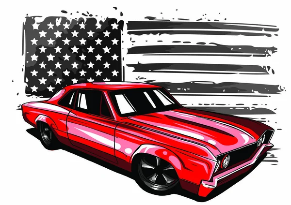 Векторная графическая иллюстрация американского мышечного автомобиля — стоковый вектор