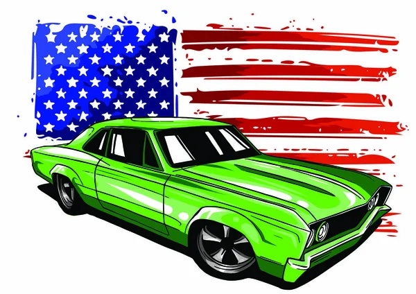 American 70s coche muscular personalizado. Vector EPS10 aislado, capas separadas — Vector de stock