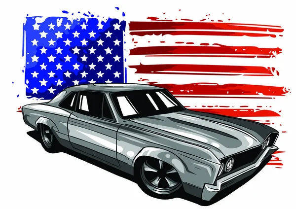 Bir Amerikan kas arabasının vektör grafik tasarımı çizimi — Stok Vektör