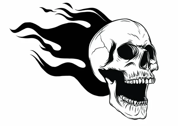 Cráneo en llamas con ilustración vectorial — Vector de stock