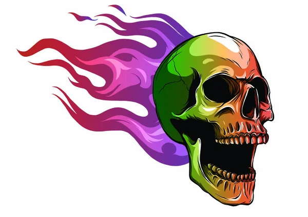 Totenkopf in Flammen mit Flammen Vektor Illustration — Stockvektor