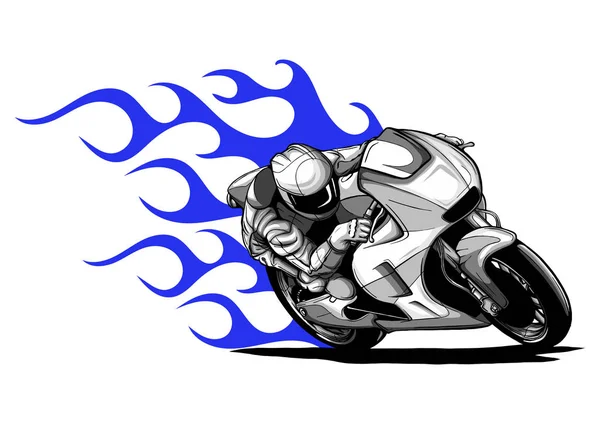 矢量插图 运动超级摩托车摩托车与结构 — 图库矢量图片