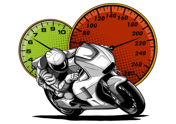 Vektor Illustration Sport Superbike Motorrad mit Instrumenten — Stockvektor